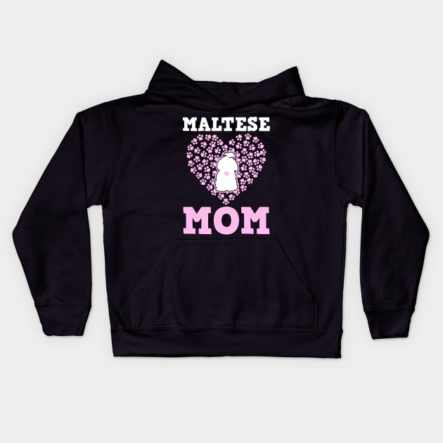 Maltese Mom Shirt | Hearts Dog Owner Gift Kids Hoodie by Gawkclothing